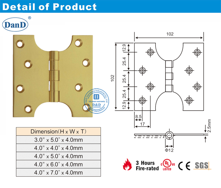 Solid Brass Hinge-D and D Hardware Herdo de bisagra de latón macizo y hardware D