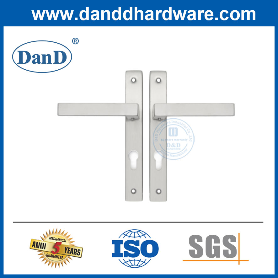 Manija de puerta de aluminio de acero inoxidable con placa para marco estrecho-ddnp002