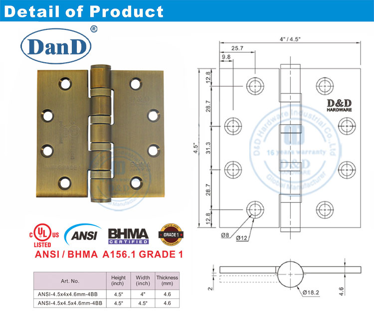 Bisagra de puerta de bronce antigua
