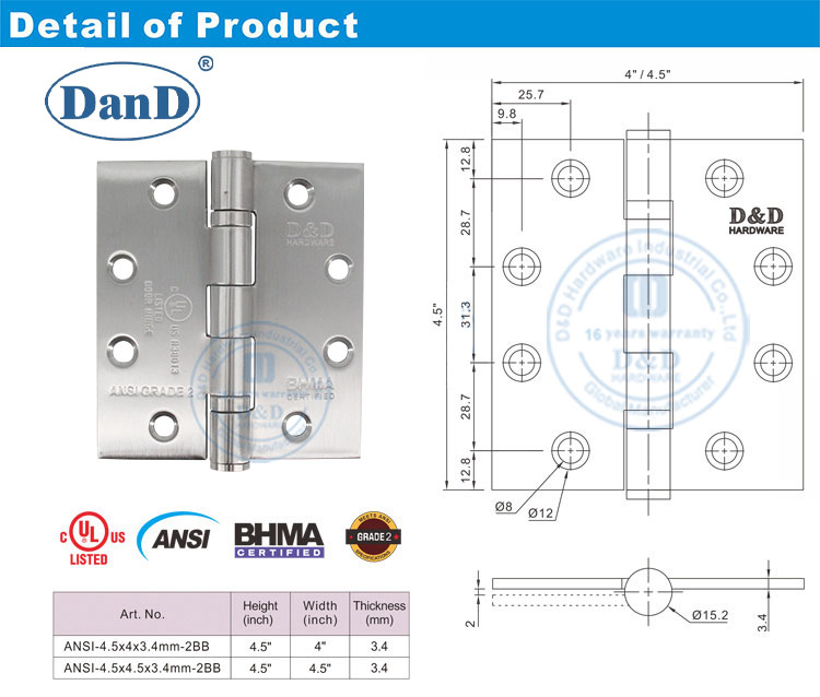 Bisagra de puerta exterior 