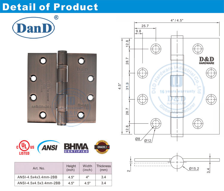 Bisagra de puerta de cobre antigua