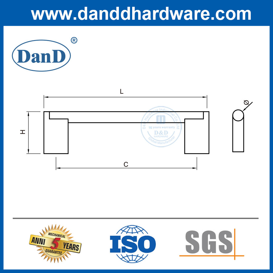 Hardware de cajón de cocina Manijas de tracción de acero inoxidable para gabinetes-ddfh034