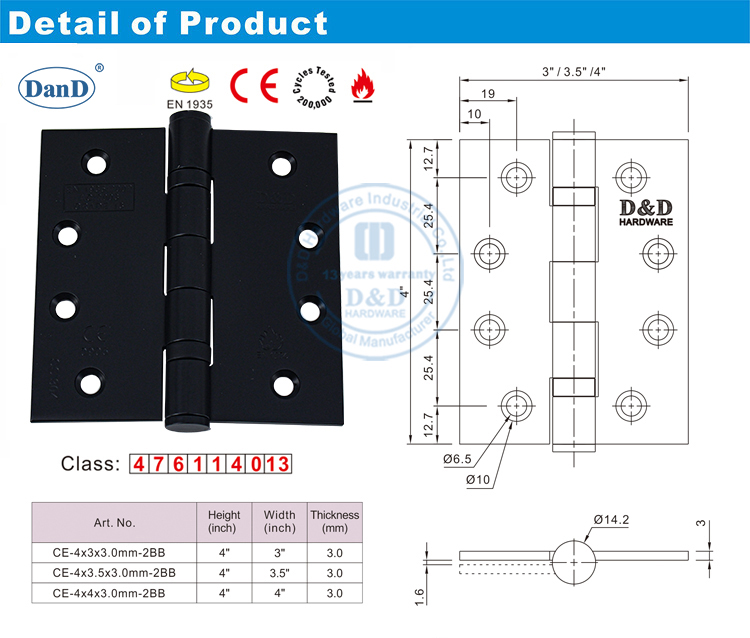 Bisagra de puerta negra
