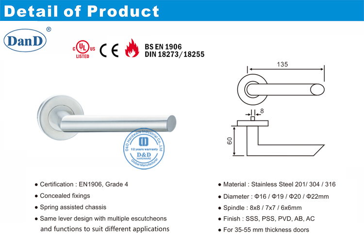Manijas internas de puerta-D y D hardware