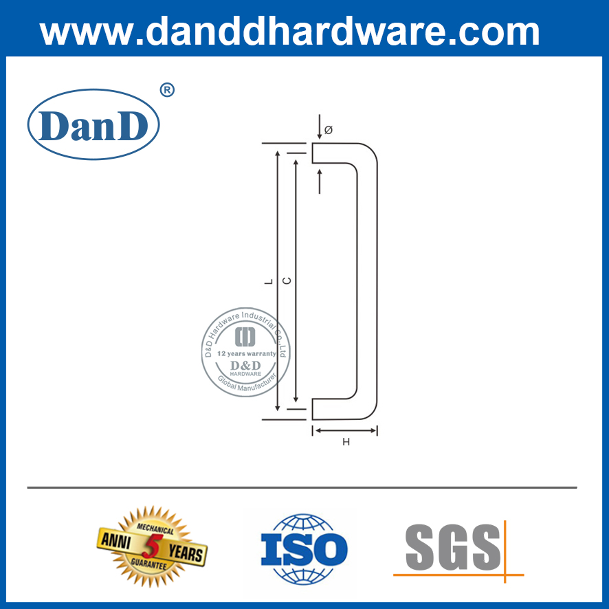 Mango de extracción de un solo lado de acero inoxidable para la puerta de vidrio de vidrio DDDPH019
