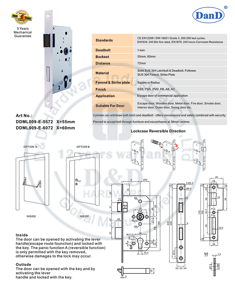 Puerta de emergencia Lock-D y D Hardware