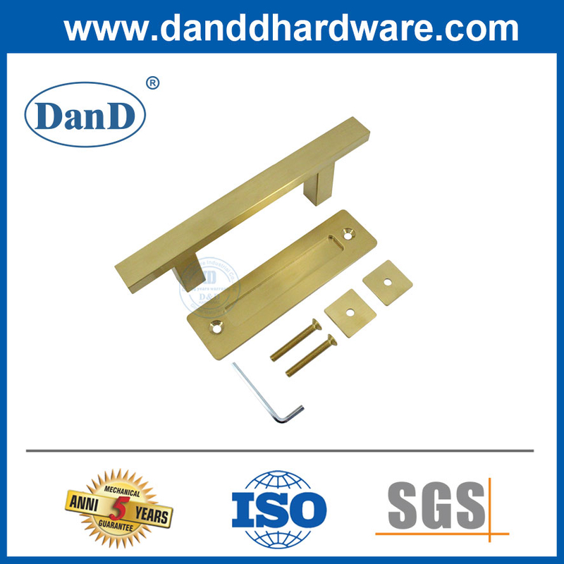 Manija de hardware de la puerta corredera de la puerta corredera de oro de acero inoxidable de acero inoxidable satinado set-ddbd103