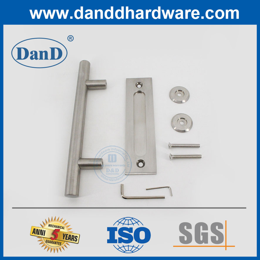 Hardware de puerta de granero deslizante de acero inoxidable satinado Hardware de doble manija lateral DDBD102