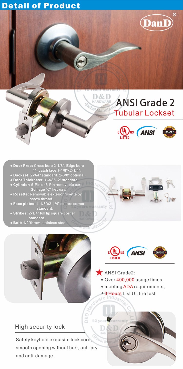 Hardware ANSL Tubular Lockset-DDLK010-D y D