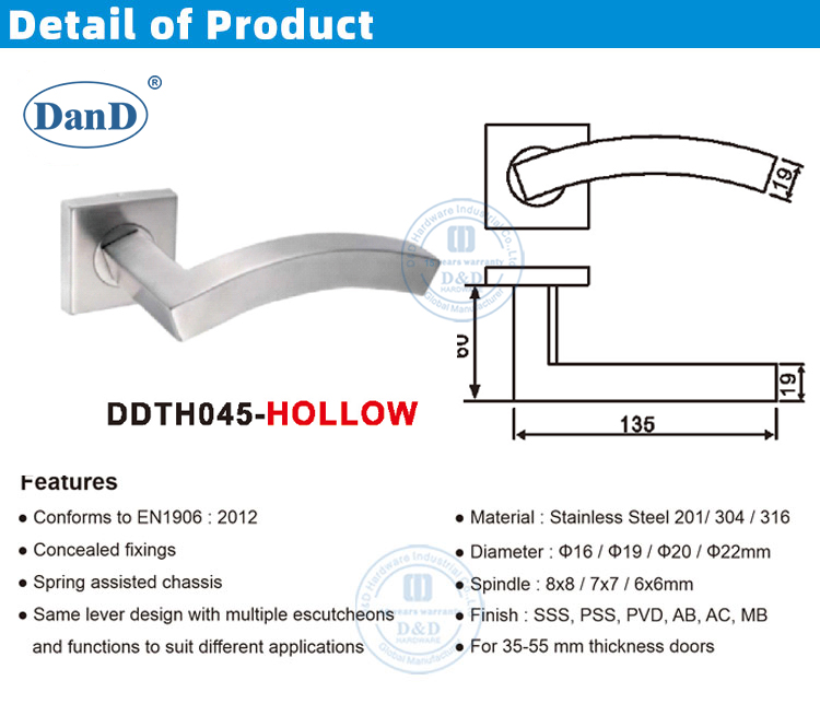 Manija de puerta comercial