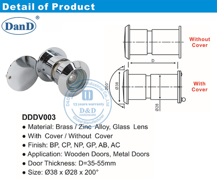 Peephole de puertas de puertas de seguridad