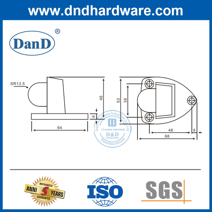 Puerta de montaje en el piso Detener la aleación de zinc Aleación de la puerta de cobre antiguo para la puerta exterior-DDDS029-B