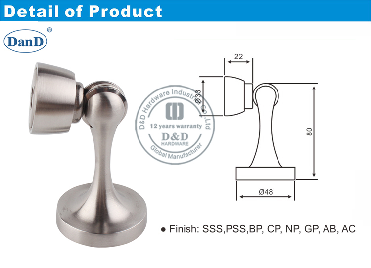 Tope de puerta magn&eacute;tica de acero inoxidable
