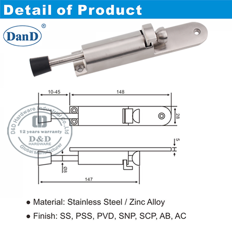 Hardware de Spring Door Stop-D y D