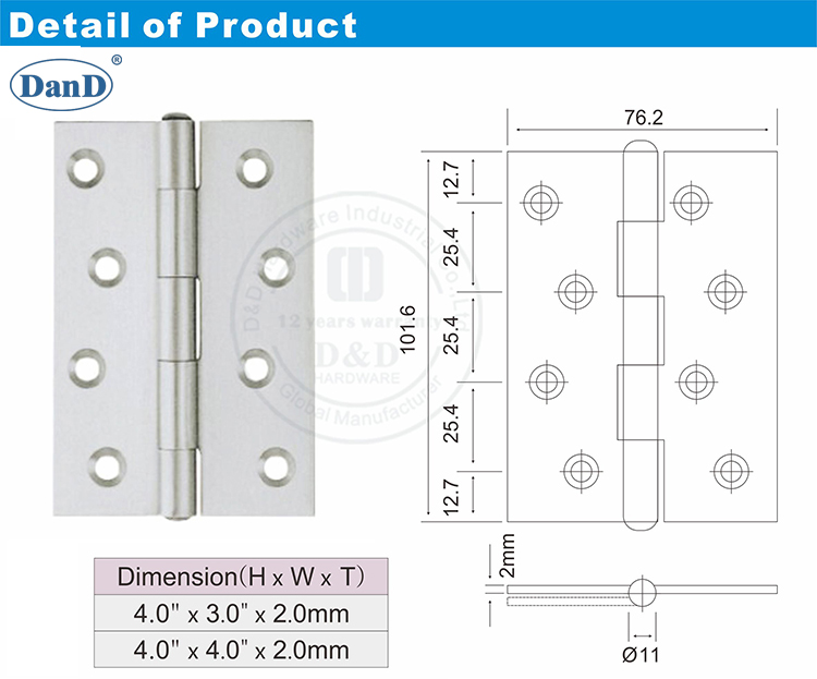 Punta de remache de acero inoxidable Hingware Hingase-D y D