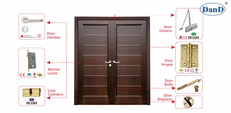 Hardware de puerta d y d hardware de manchas de lat&oacute;n-d y d