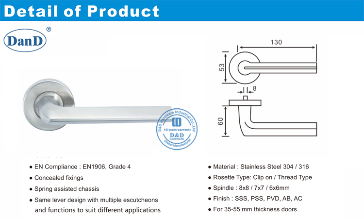 Pasa de pasaje comercial Lever-D y D hardware