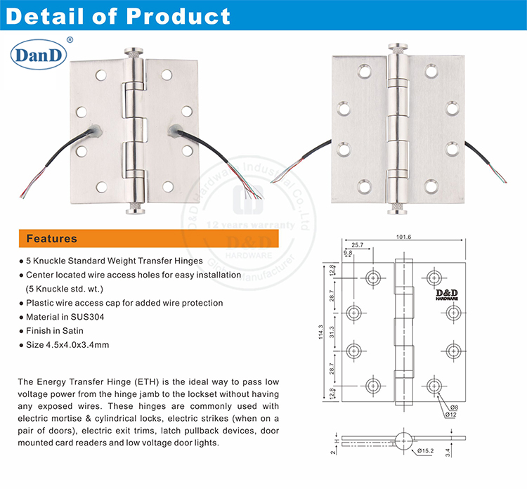 Puerta de metal Hinge-D y D hardware