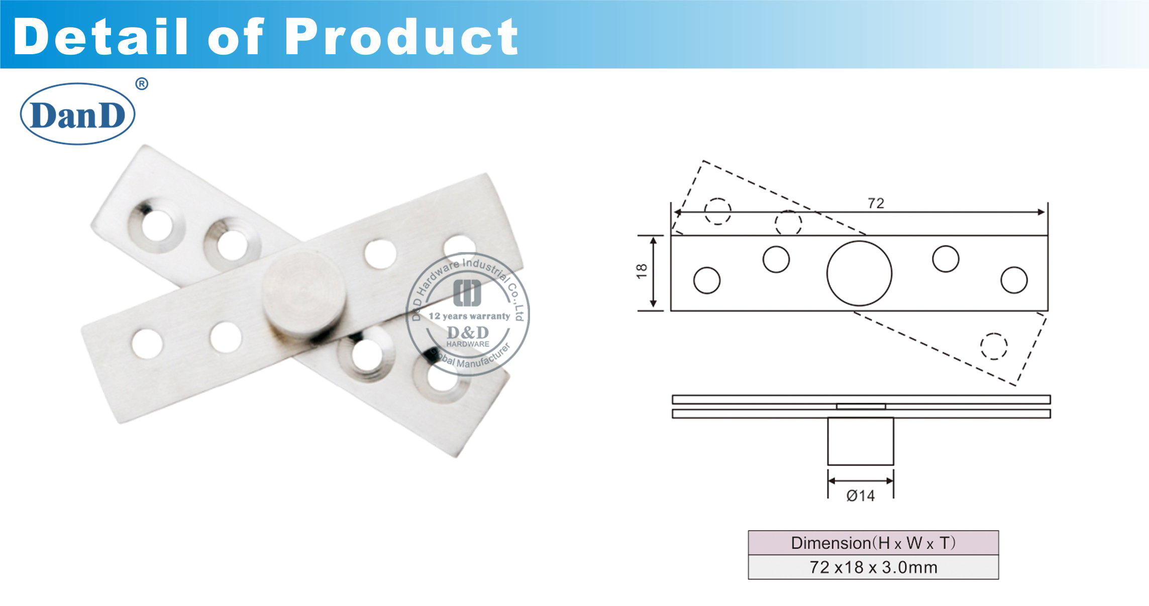 Suelo de acero inoxidable Hingery-D y D hardware