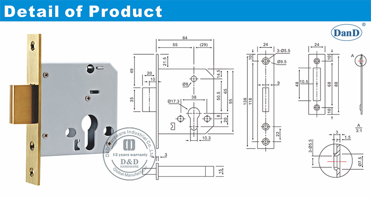 Cerradura de puerta Body-D y D Hardware