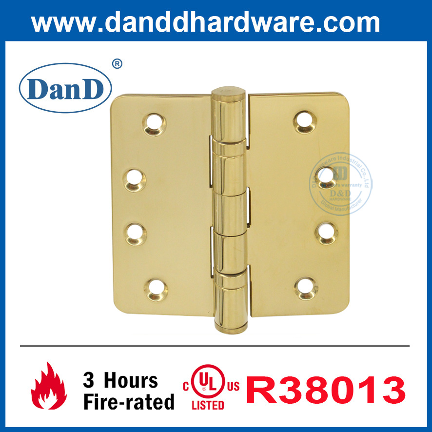 UL pulido de acero inoxidable de acero inoxidable afuera de oro bisagras de puerta redonda-ddss001-fr-4x4x33