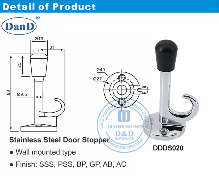 Talta de puerta cromada pulida