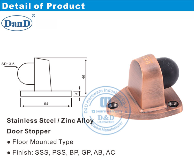 Tope de puerta de cobre antiguo