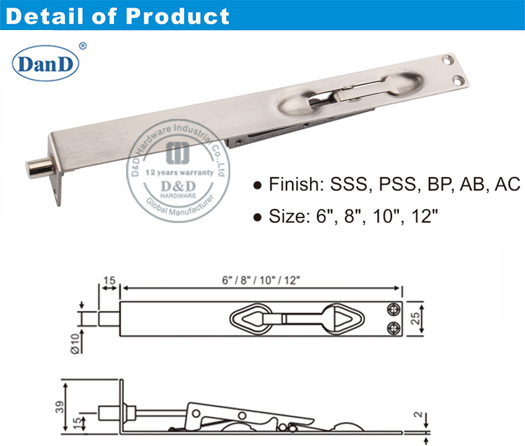 Puerta de seguridad Puerta Bolts-D y Hardware D