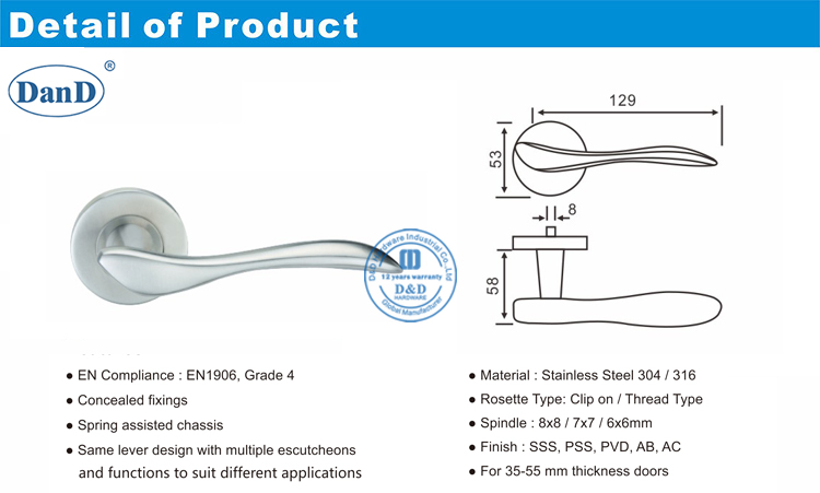 Pasaje exterior Puerta Lever-D y Hardware D