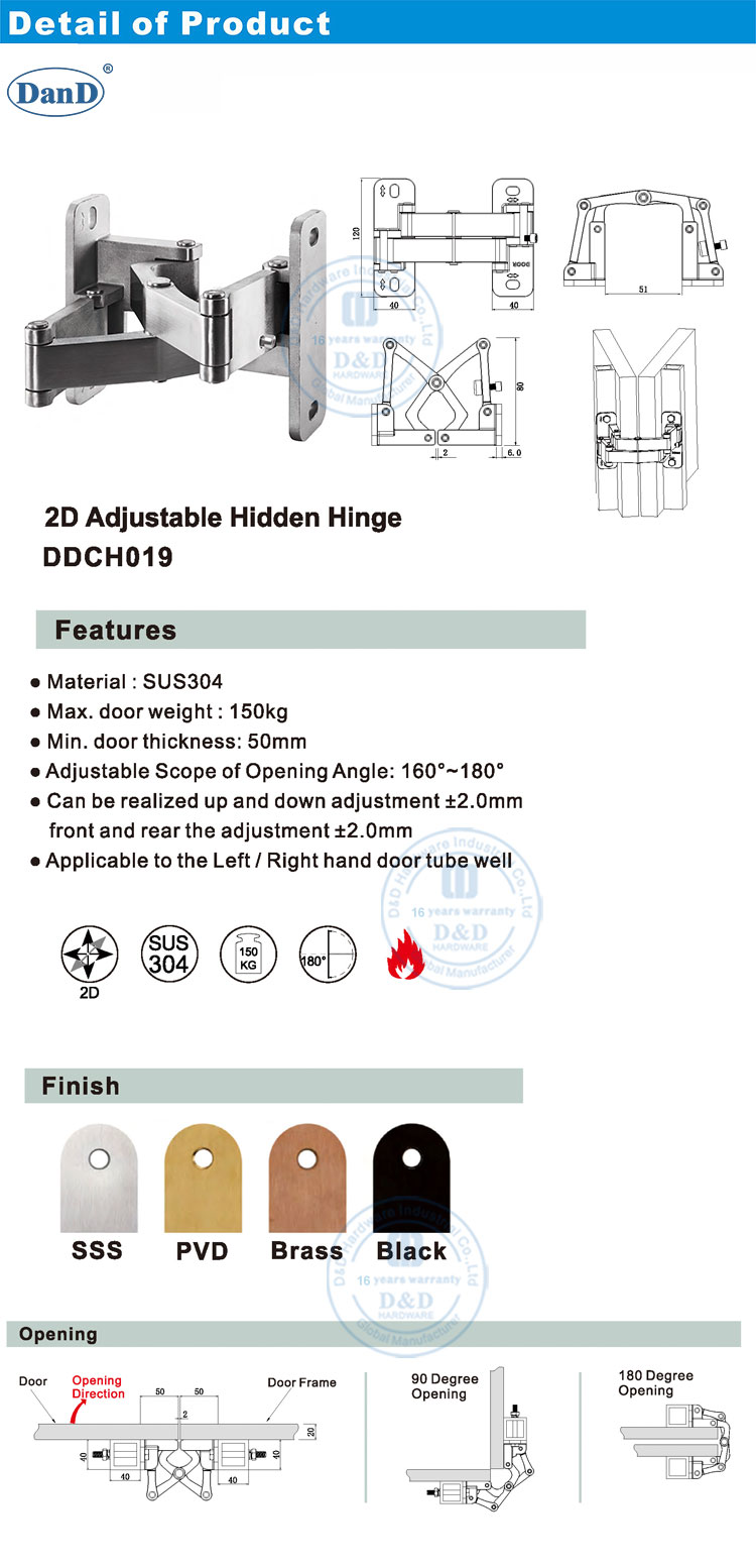 Bisagra oculta de dos direcci&oacute;n