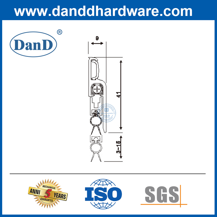 Sello de puerta de aluminio caída automática de la puerta del fondo de la puerta del fondo de puerta ajustable sello-ddbs003