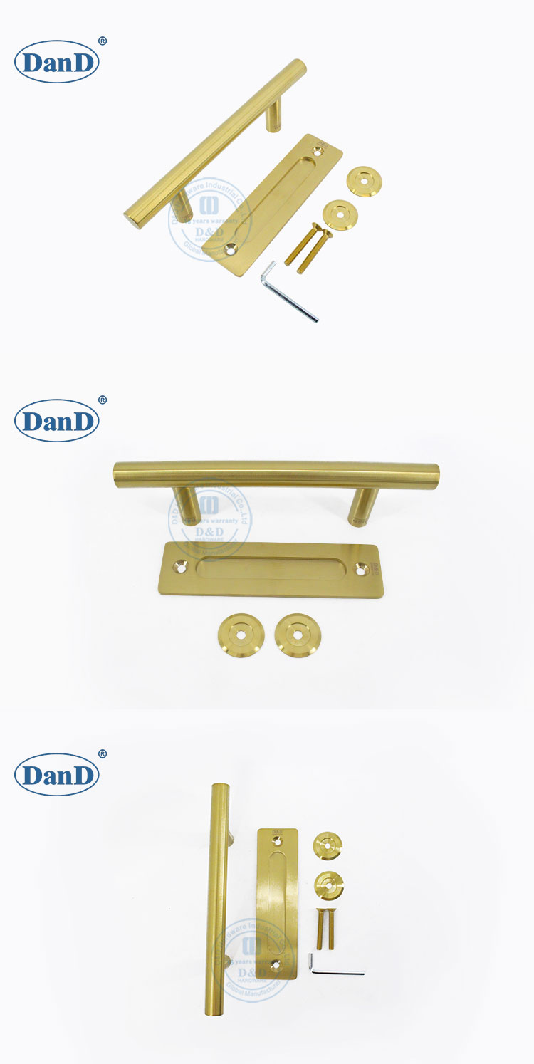 Manija de la puerta del granero dorado