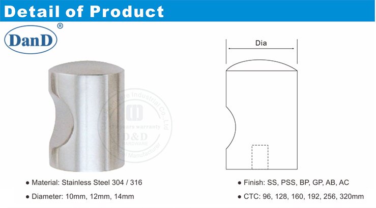 Knob cil&iacute;ndrico -d y hardware D
