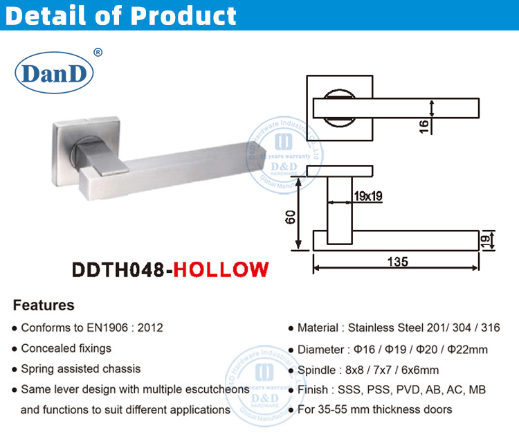 Manijas cuadradas para puertas