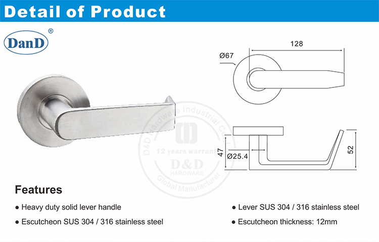 Puerta de madera duradera Manija D & D Hardware