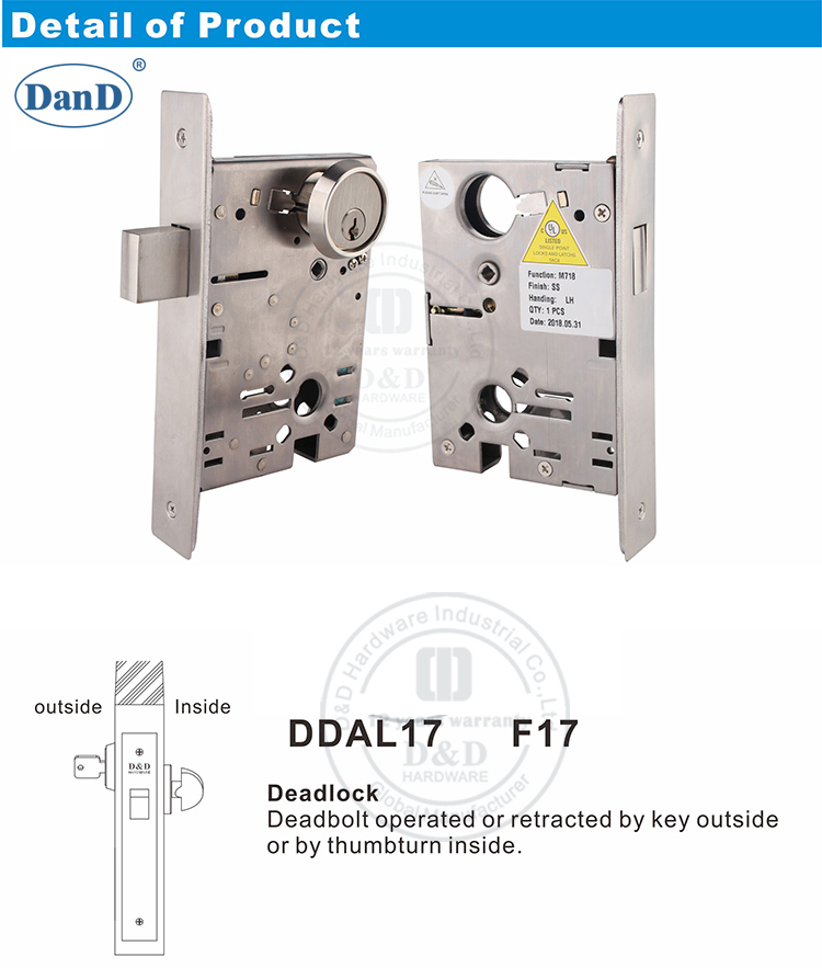 Hardware F17-Ansi Deadbolt Door Lock-D y D
