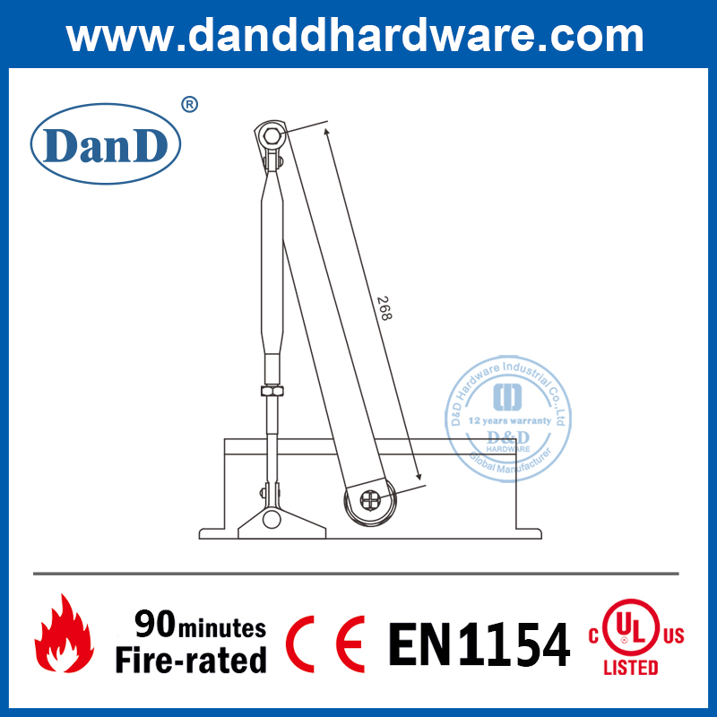 CE EN1154 Ajuste de aluminio Puerta de fuego cargada de fuego Closer-DDDC015