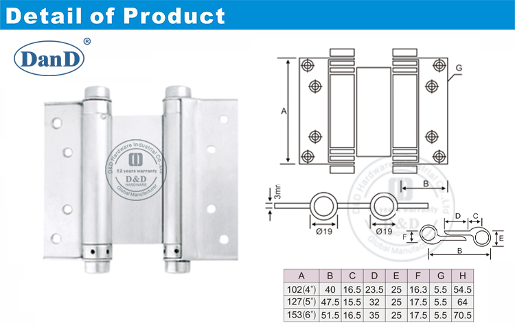 Doble Acci&oacute;n Spring Hinge-D y D Hardware