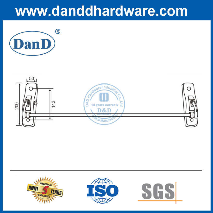 Dispositivo de salida de pánico de barra transversal de acero inoxidable para una puerta única DDPD009 doble puerta