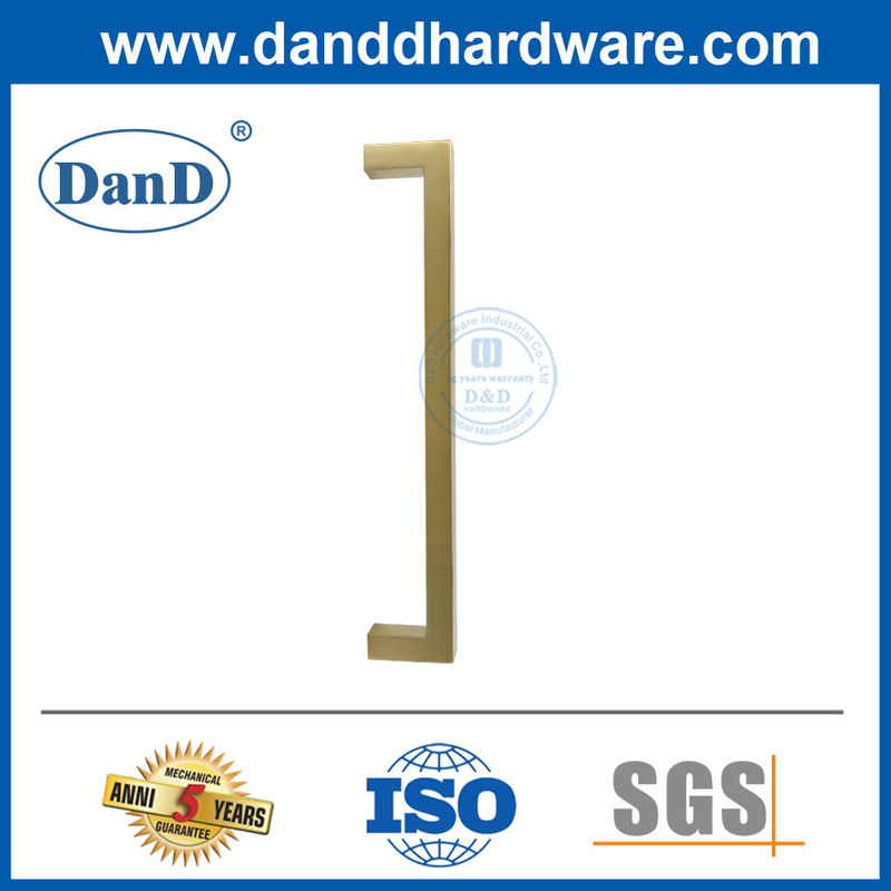 Manijas comerciales de puertas de puertas de acero inoxidable manijas de tirón de vidrio dorado para puertas-ddph034