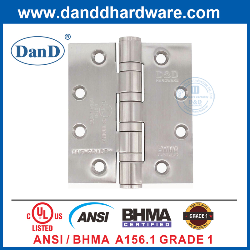 ANSI Grado 1 BHMA Heavy Duty 5 pulgadas Puerta de acero inoxidable Bisagras-DDS001-ANSI-1-5X4.5x4.8