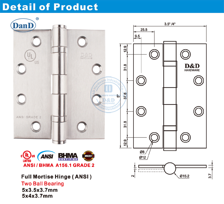 Bisagra de puerta de Ansi
