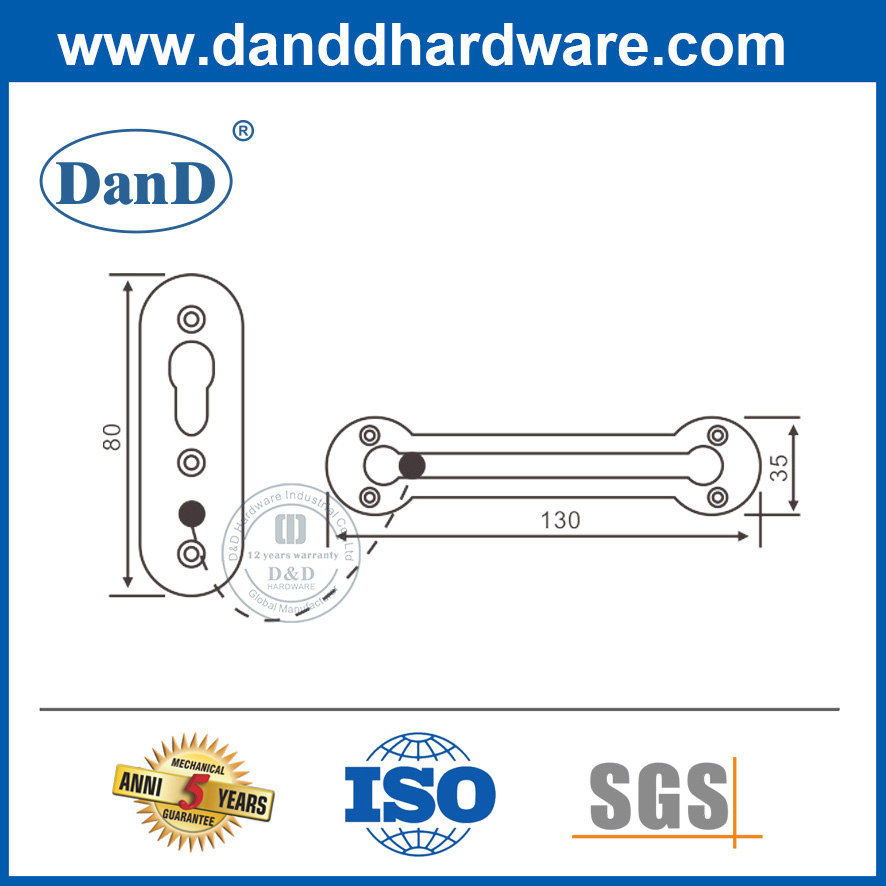 Cadena de seguridad de la puerta Lock de cadena de acero inoxidable para la puerta delantera DDG003