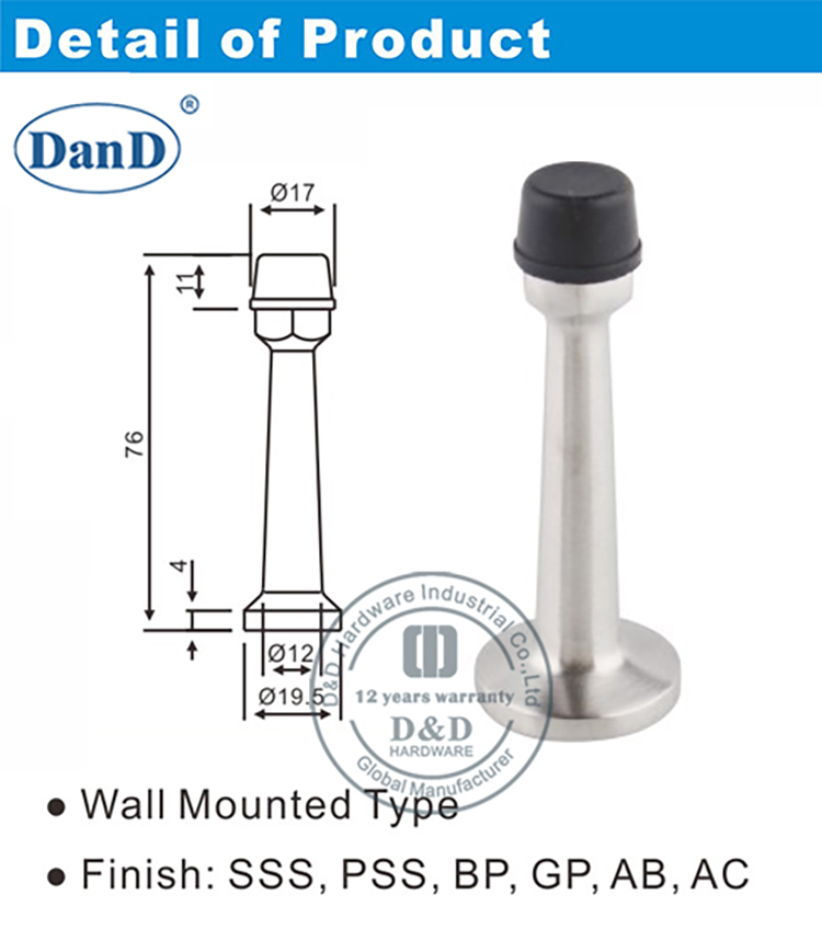 Hardware decorativo de tope-s y d de puerta