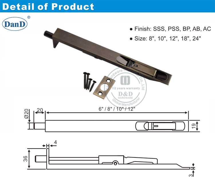 Puerta de lat&oacute;n antigua Bolt-D y Hardware D