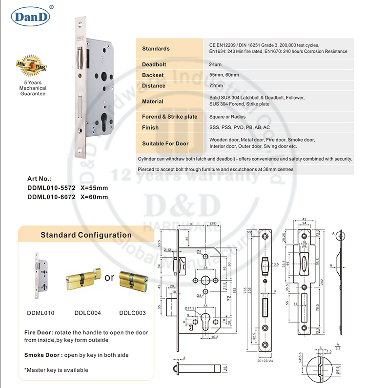Roller Bolt Dead Lock-D y D Hardware