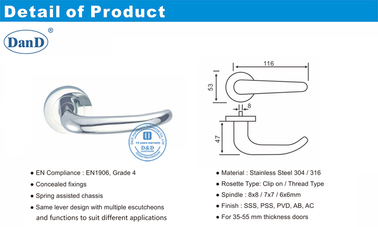 Pasaje exterior Puerta Lever-D y Hardware D