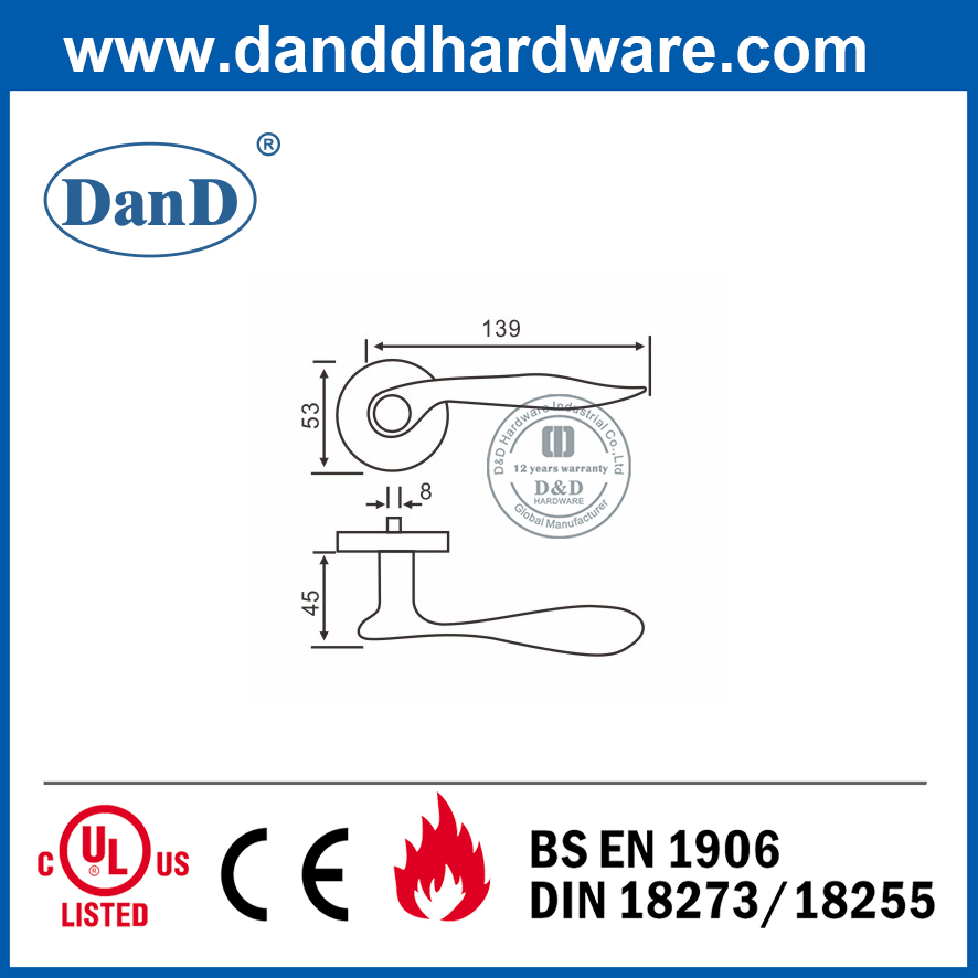 Moderna manija de la puerta de la palanca sólida SS304 para la puerta interior-DDSH025