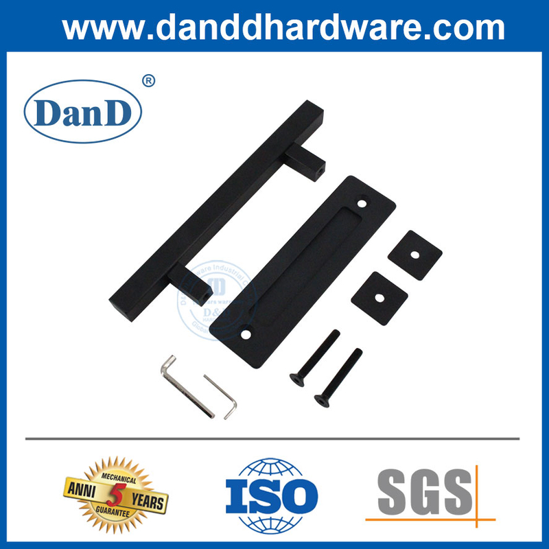 Manija de al ras del granero al mango de puerta de granero de acero inoxidable mango de tirón mate negro-ddbd104