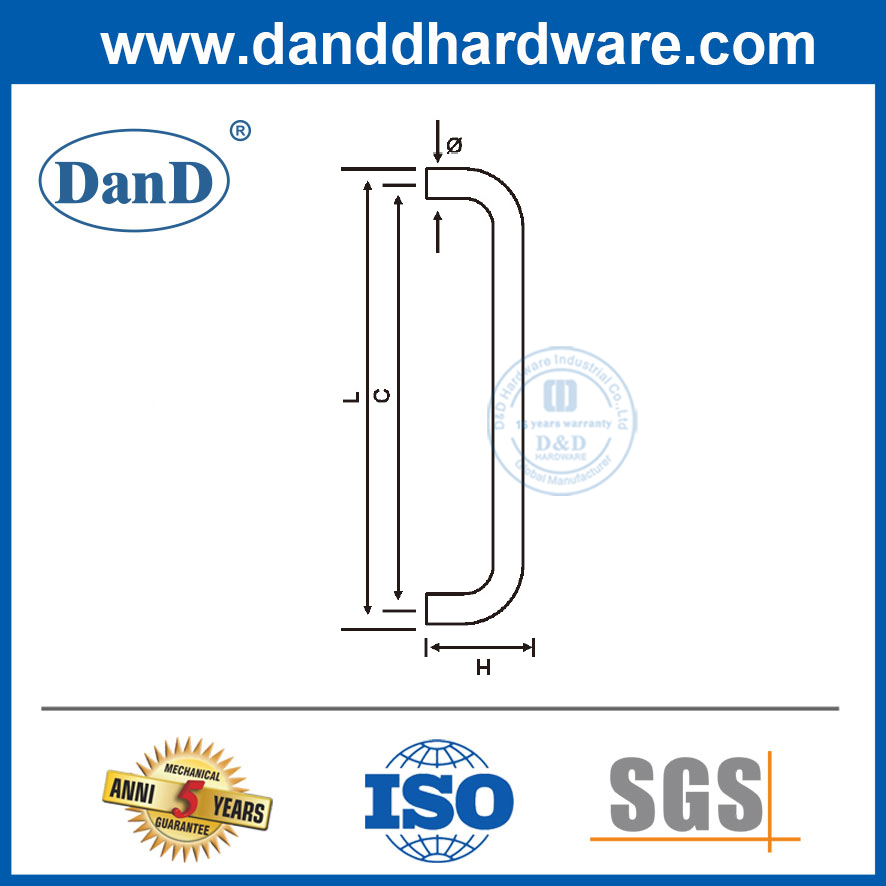 Manija de la puerta de vidrio corredera de acero inoxidable de acero inoxidable manijas de la puerta exterior moderna-ddph020